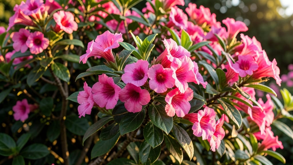 Weigela Florida with Pink Trumpet Flowers