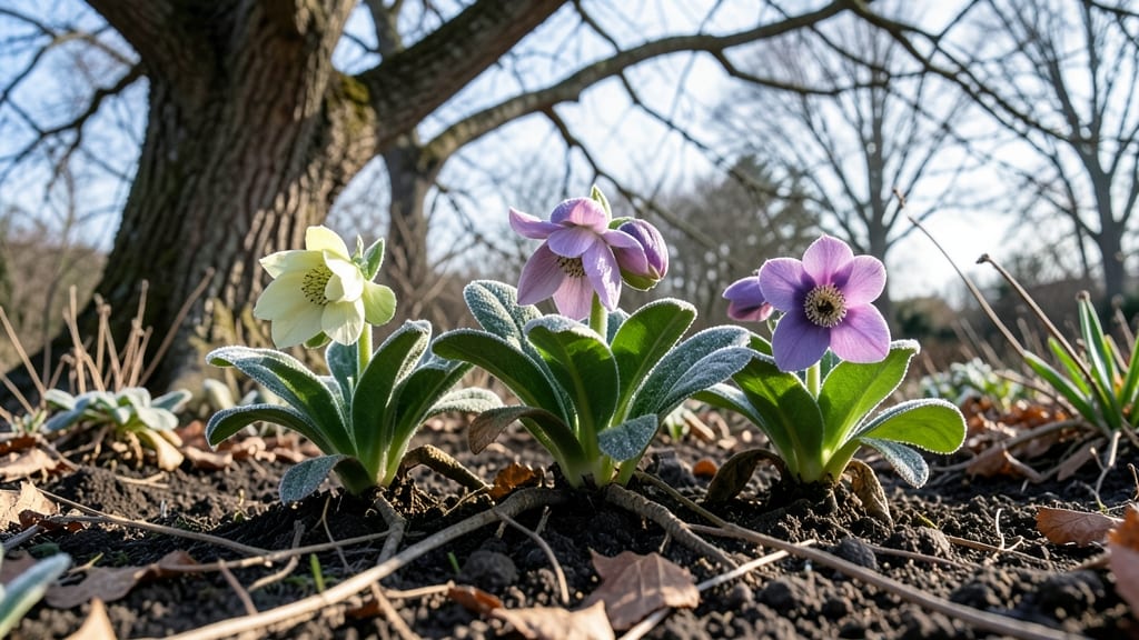 Hellebores with Winter Blooms