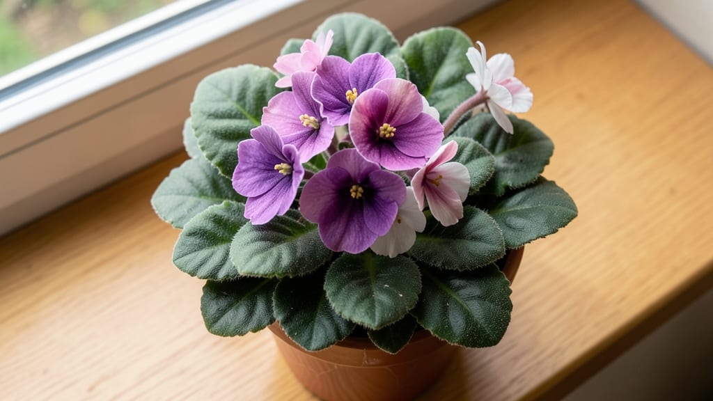 African Violet Produces Nonstop Colorful Blooms