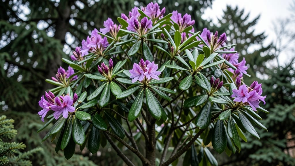 Rhododendron Catawbiense with Purple Flowers