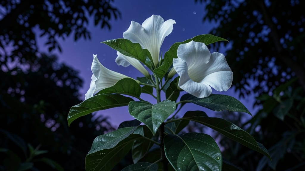 Angel's Trumpet with Hypnotic White Flowers