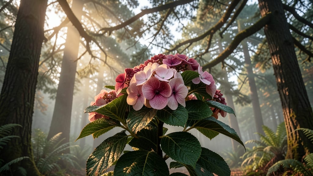 Oakleaf Hydrangea with Ruby Slippers Flowers