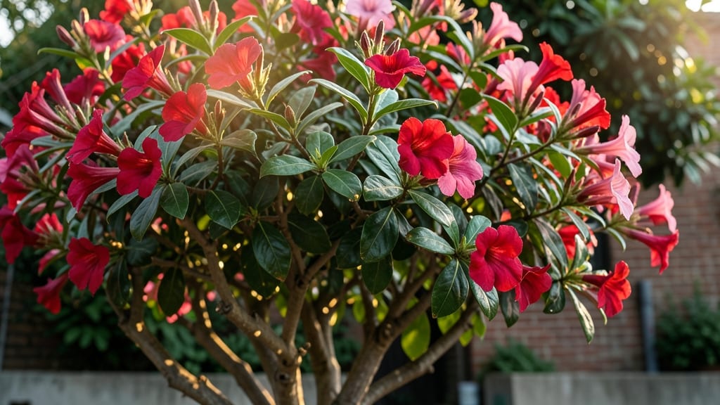 Weigela Florida with Red and Pink Trumpet Flowers