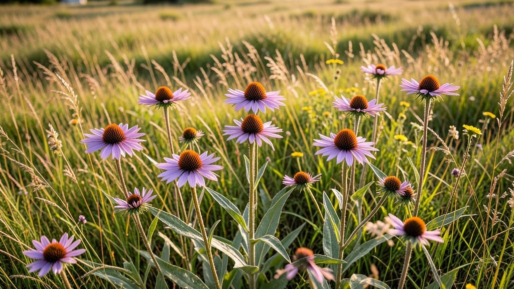 Coneflower with Purple and Orange Petals