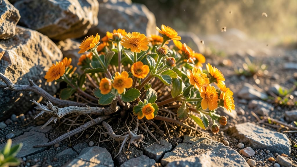 Potentilla Fruticosa with Orange-Yellow Flowers