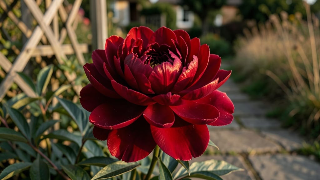 Deep Crimson Peonies for Elegant Garden Beds
